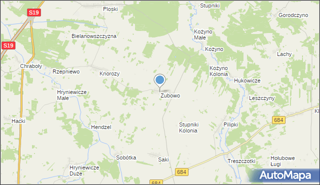 mapa Zubowo, Zubowo na mapie Targeo